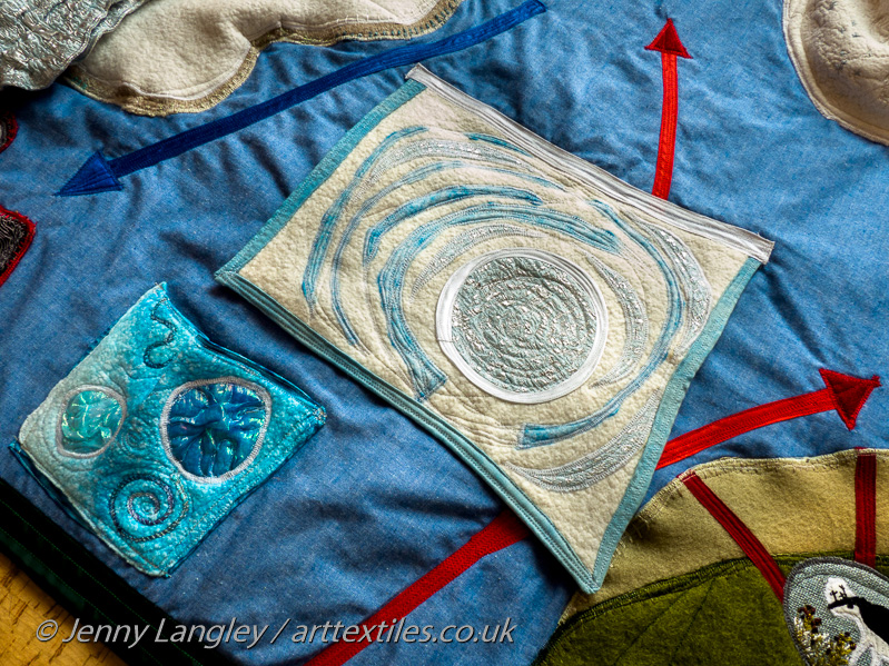 Flap with moon with arcs and halos. Water circulation in the Arctic Ocean.