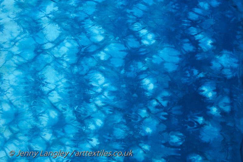 Sea side panel created by a rope wrap shibori technique.