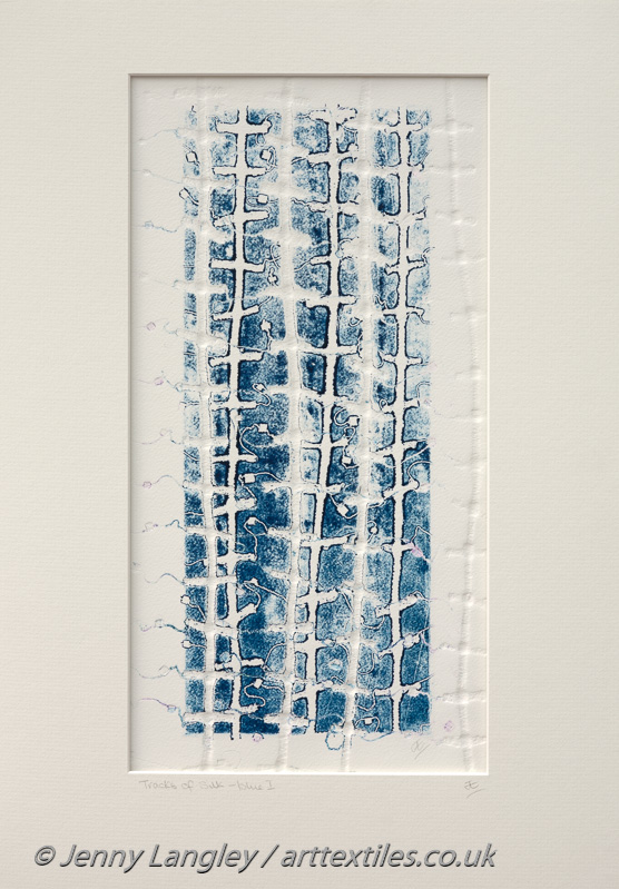 22. Tracks of Silk - blue I                                        35cm by 50cm       £100 (white wood frame)